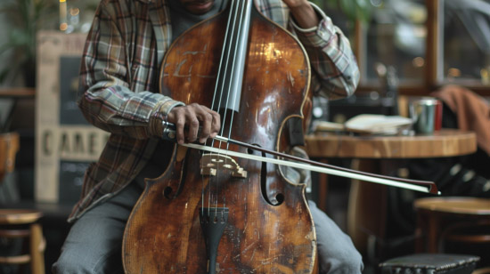 A man practicing cello