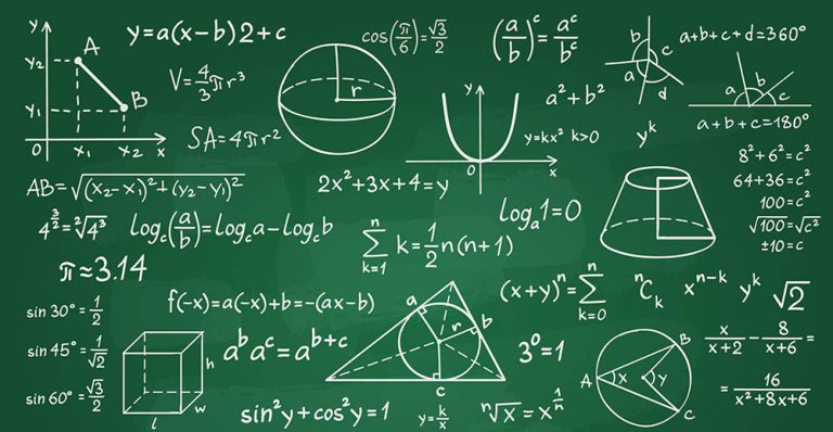 Math Theory. Mathematics Calculus On Class Chalkboard