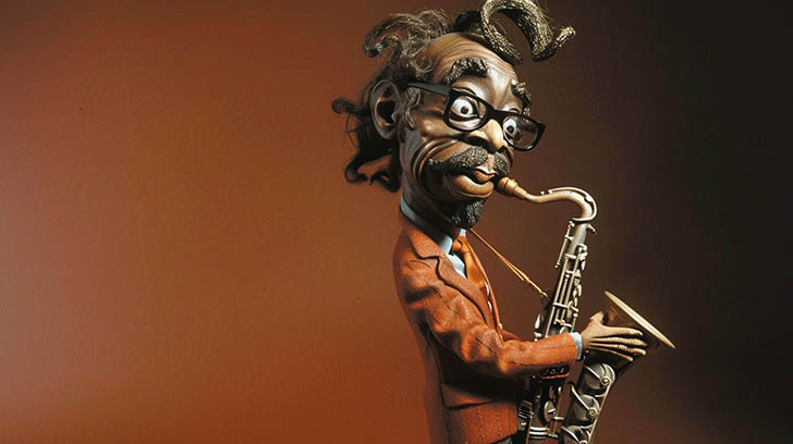 Funny caricature of a jazz musician